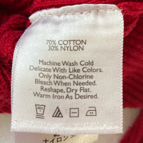 Eddie Bauer Womens Red Cable Knit Button Up Crew Neck Sweater. Sz-M - Picture 15 of 16